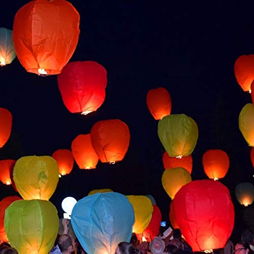 20 Pack Sky Lanterns Biodegrable Chinese Lanterns Eco Friendly Flying Wishing Lanterns Assorted Colors