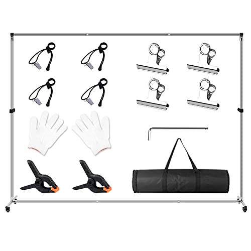 Vivemce Backdrop Stand 10X7 Ft / 2X3 M, Adjustable Heavy-Duty Photo Studio Background Support System With Universal Shock Absorbing Pulley Photo Booth Stand, For Parties Studio Shooting Outdoor #TOP3