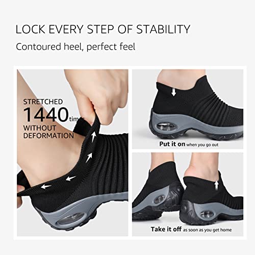 Image of HKR Women Walking Shoes Cushioned Slip On Sneakers