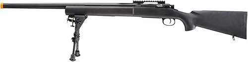 Lancer Tactical Airsoft M24 Bolt Action Sniper Airsoft Rifle con bípode (color negro) disponible en Yaxa Peru