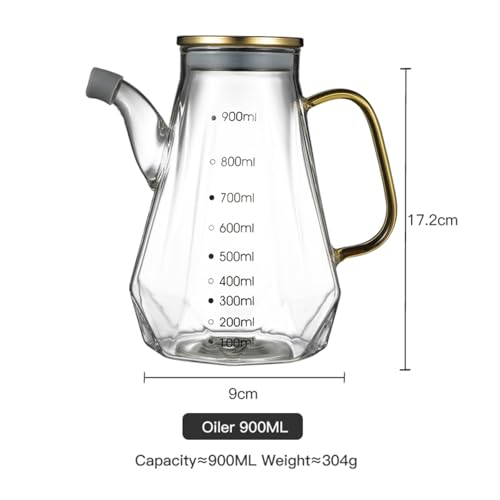 HOYUANSU Glass Oil Dispenser Bottle - Glass Olive Oil Bottle for Kitchen, Wide Mouth Borosilicate Glass Cooking Oil Bottles with Lid and Handle (900ML) by HOYUANSU - Used condition - Image 8