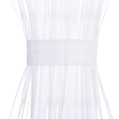 Pony Dance Sidelight Door Sheers - Window Curtains Voile Side Light Sheers Door Panel Short Voile Drape For Glass Door With Tieback, W30 Xl 40", Set Of 1 Piece, White #TOP2