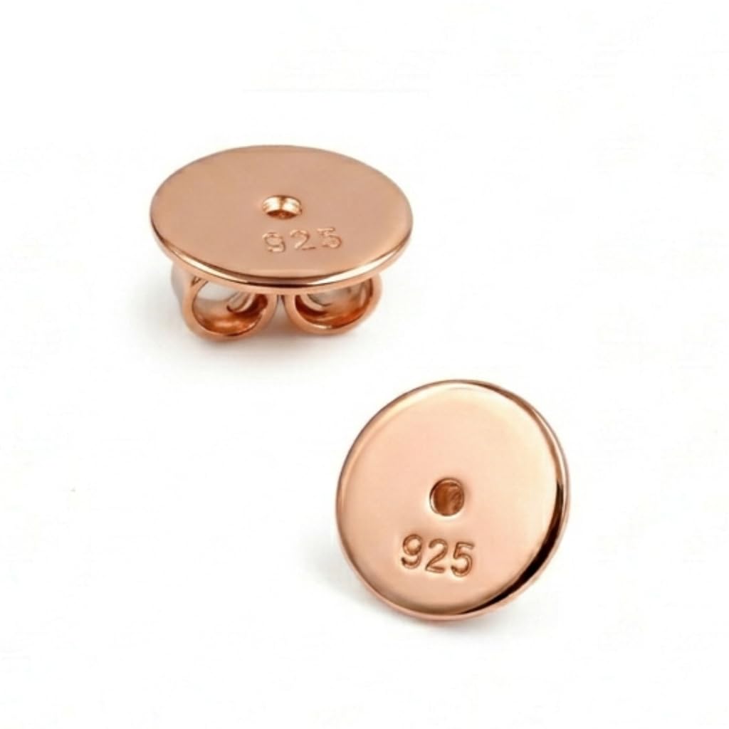 Beate Stohr XXL Ohrmutter Roségold 8mm - Ohrstecker Verschluss Silber 925 für große Ohrlöcher, Ohrringheber Butterfly Verschlüsse, Gegenstecker Ohrstopper für schwere Ohrringe, Nickelfrei