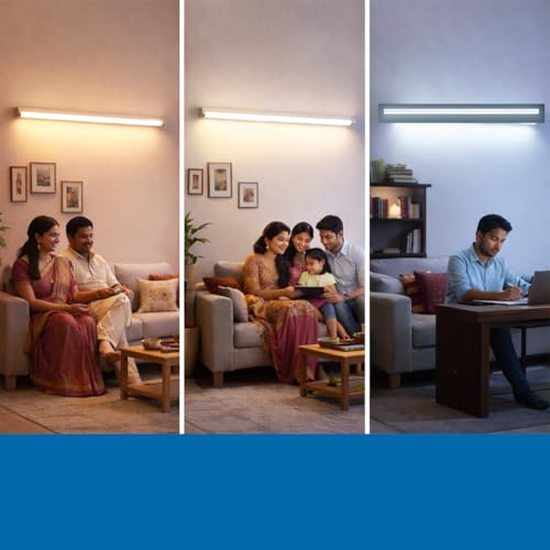 Image of Philips 36W 3-in-1 Colour Changing LED Batten 4 Ft | CCT Mood Lighting (Cool White /Neutral White /Warm White) | Bright & Energy Efficient Tube Light for Bedroom, Hall & Office | Pack of 10
