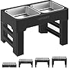 URPOWER Elevated Dog Bowls 4 Height Adjustable Raised Stand with 2 Large Stainless Steel Dog Food and Water Bowl for Small, Medium, Large Dogs and Pets