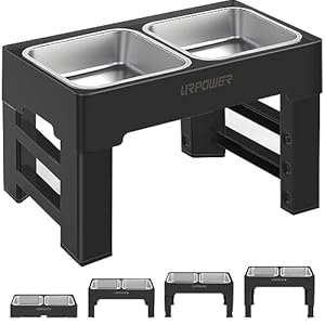 URPOWER Elevated Dog Bowls 4 Height Adjustable Raised Stand with 2 Large Stainless Steel Dog Food and Water Bowl for Small, Medium, Large Dogs and Pets