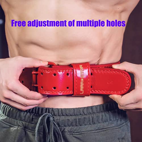 Professional-Weight-Belts-Fitness-Belt-Double-Stitched-Genuine-Leather-Ideal-for-Deadlift-Powerlifting-Firm-Comfortable-Lower-Back-Support-Color-Red-Size-667-80cm