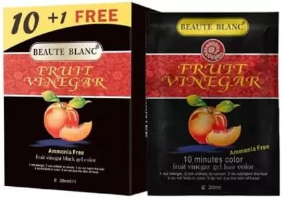 Fruit Vinegar Hair Gel Color Dye for Men & Women- 30ml x 11 (10 + 1 Free Pouch), BLACK