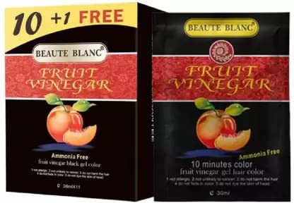 Image of BEAUTE BLANC Fruit Vinegar Hair Gel Color Dye for Men & Women- 30ml x 11 (10 + 1 Free Pouch), BLACK