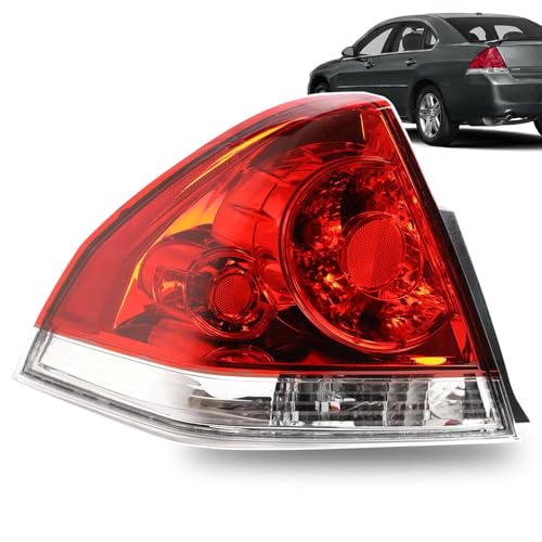 Tail Lights Compatible With 2006-2013 Chevrolet Impala 2014-2016 Chevrolet Impala Limited Rear Light Taillights Left Driver Side Replace 25971597 GM2800193(Red Lens Brake Lamp w/Bulb)