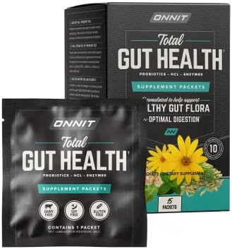 ONNIT Total Gut Health - Complete Probiotics & Digestive Enzyme Supplement for Women & Men | 5 Strains of Probiotics, Prebiotics, Enzymes, Betaine HCL