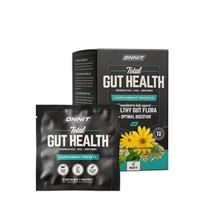 ONNIT Total Gut Health – Complete Probiotics & Digestive Enzyme Supplement for Women & Men – 5 Strains of Probiotics, Prebiotics, Enzymes, Betaine HCL