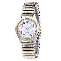 ALCENTIS Nouveauté Montre Femme Moderne et Tendance Look Bracelet Acier Extensible - Gros Chiffres Arabes Noirs (de 1 à 12) Facile à Lire (Bracelet Argent et Or)