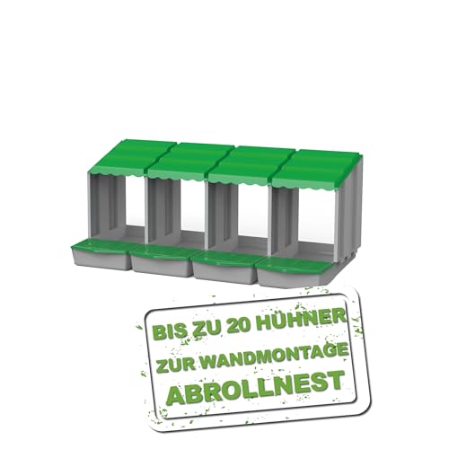 MeineHennen Hühner Legenest/Abrollnest aus robustem Kunststoff zur Wandmontage in Grau/Grün, erschafft einen sicheren Sammelbereich für gelegte Eier, mit Klappe, LxHxB 51,5 x 46,5 x 112,1 cm
