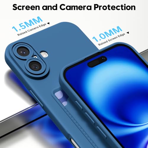 oakxco for iPhone 16 Case with Card Holder, Cute Silicone Wallet Phone Case with Credit Card Slot, Soft Rubber Thin Slim Purse for Women Men with Shockproof Camera Cover Protection, Navy Blue by oakxco - Used condition - Image 4