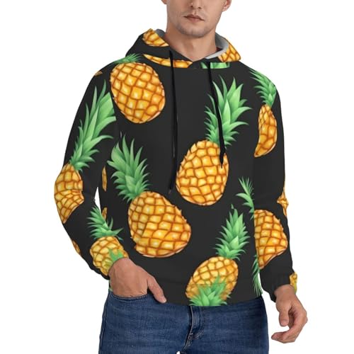 Pull à capuche homme imprimé ananas avec coupe fluide et confortable