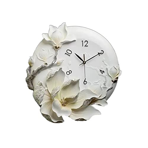 Horloge murale créative grand format salon fleur relief 3D XJBTBA