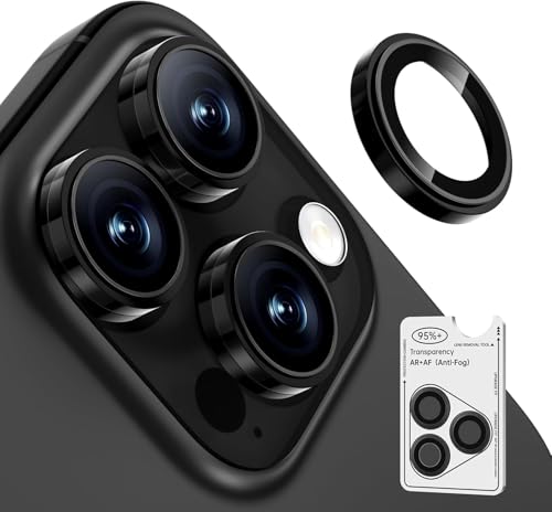 Image of Premium Camera Lens Protector Compatible For iPhone 16 Pro Max (Black) Camera Lens Protector - 9H Tempered Glass, Military-Grade Anti-Scratch, Case-Friendly, Easy Install Frame