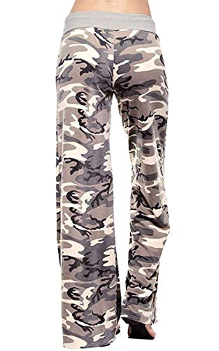 Image of AMiERY Women's Comfy Casual Pajama Pants Floral Print Drawstring Palazzo Lounge Pants Wide Leg