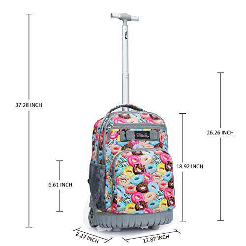 Tilami Rolling Backpack 18 Inch Wheeled Backpack School College Student Travel Trip Boys And Girls, Doughnut, One_Size, Laptop (Multicolor)