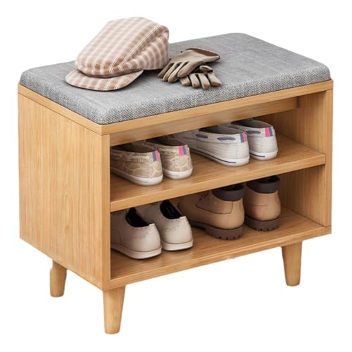 Banc de rangement en bois massif idéal pour ranger les chaussures
