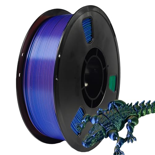 Miailuy 1.75mm Tricolor PLA 3D Printer Filament(SilkBlueGreenOrange), Iridescent Effect, 3D Silk Rainbow Filament Changes Color with Viewing Angle, Dimensional Accuracy +/-0.02mm, 2.2lbs/Spool