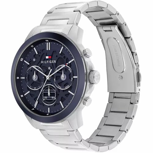 Image of Tommy Hilfiger Henry with Qtz Multifunction Blue Dial Silver Strap Watch for Men - TH1710684W