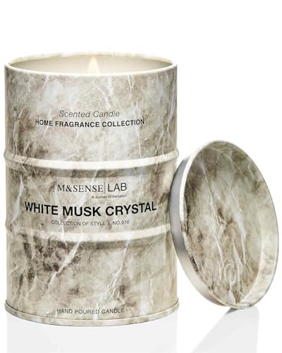 M&SENSE Spring Candle,White Musk Scented Candles Natural Non Toxic, Aromatherapy Candle for Stress Relief Meditation Relaxing, Housewarming Gifts for Women Men, 11.3 oz