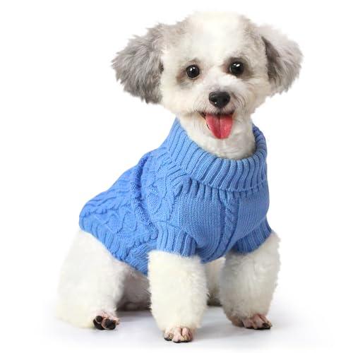 Dog Jumpers, Dog Jumpers Small, Dog Sweater, Puppy Jumpers For Small Dogs, Dog Clothes for Puppy Yorkie Chihuahua Warm Sweater Winter ClothesM Back Length:12"/Blue)
