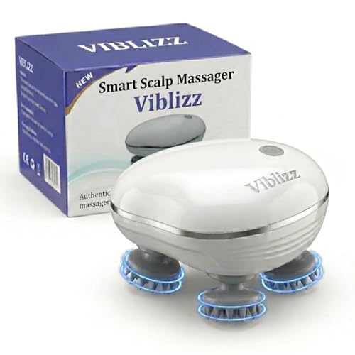 Image of Electric Scalp Massager | Rechargeable Head Massager for Scalp & Hair Growth | 96 Silicone Kneading Nodes for Stress Relief & Deep Cleaning | Waterproof Body Massage Machine