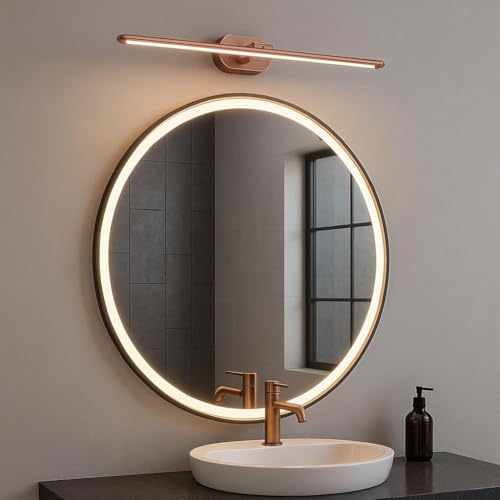 Image of 6 Watts Modern LED Mirror Light for Bathroom | Waterproof Makeup & Wash Basin Lamp|Copper Finish Picture /Wall Light for Home & Bathroom Decor inch