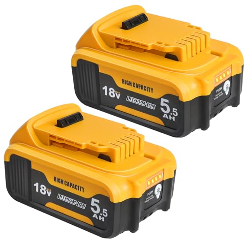 Powarobor 2 batterie di ricambio DCB184 18 V 5,5 Ah agli ioni di litio compatibili con batterie...