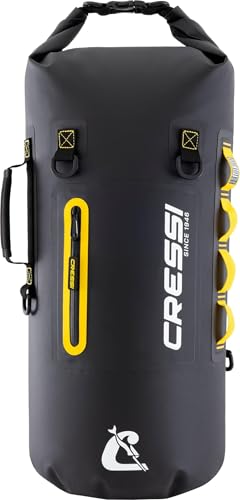 Cressi dal 1946 - Ocelot Dry Bag - Borsa Stagna Impermeabile Unisex da Mare, Barca e attività Acquatiche, Disponibile Piccola, Media e Grande, Nero/Giallo 30 L