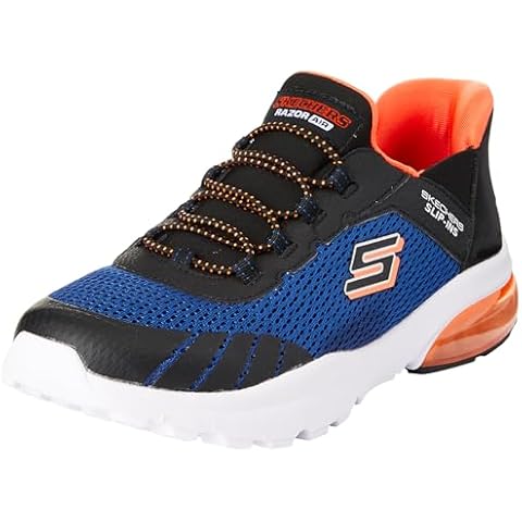 Skechers Boys Slip-On Trainers, Royal and Black Cover