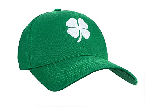 JowTreex Gorra de béisbol de trébol de 4 hojas para el día de San Patricio, ajustable, bordada, unisex, para hombres y mujeres, verde, Talla única
