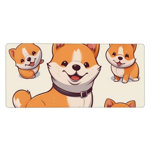 Grand tapis de souris 90x40 cm Shiba Inu mignon, cadeau idéal pour bureau
