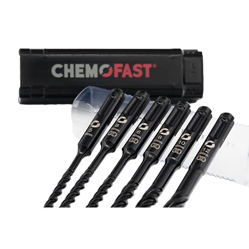 CHEMOFAST SDS Plus Bohrer Set, Ø 5mm - 12 mm, Betonbohrer, Steinbohrer, Hammer- & Schlagbohrer für Beton, Stahlbeton & Mauerwerk, vierschneidige Bohrkrone, PGM-geprüft Cover