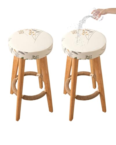 Image of CRFATOP 2 Pack Waterproof Bar Stool Covers Round Seat Slipcover,L,04 | 15-18 In Stretch Counter Cushion Protector, Washable, Pet Friendly, for Bar Kitchen Living Room Decor, No Cushion or Pad