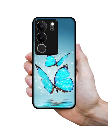 Image of Flying Butterflies Design Premium 2D Printed Metal Back Case Cover for Vivo V29 5G / V29 Pro 5G