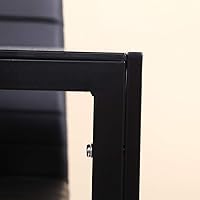 Vista 6 de Mesa de comedor negra de 47 pulgadas para 2-6 personas, mesa de comedor de vidrio templado con patas de metal, mesa rectangular de cocina