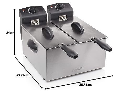 Tristar Friggitrice doppia in acciaio inossidabile - 6 litri, 2 x 1800 watt, con funzione zona fredda e livello di riscaldamento regolabile, FR-6937 - 10