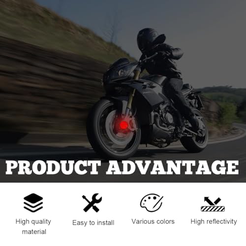 Image of povtii 2 PCS Motorcycle Warning Reflectors, M6x1.0 Waterproof Plastic Reflective Warning Reflector, Motorcycle Rear Safety Reflector with Screw, Universal Motorcycle Accessories (Round, Red)