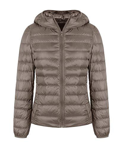Valennia Women's Short Down Jacket Ultra Light Weight Packable Down Coat with Hood and 2 Pockets