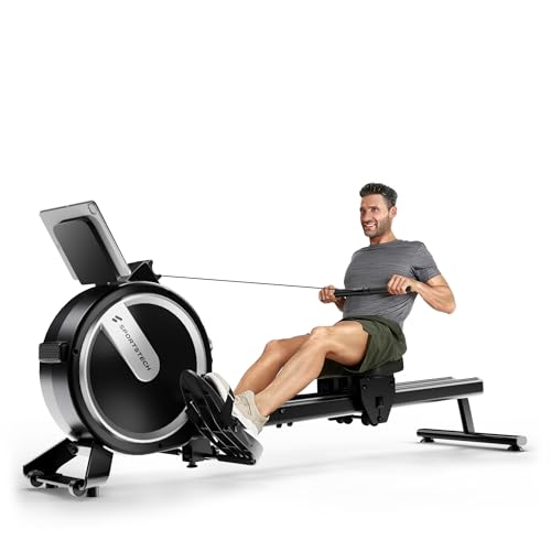 Sportstech PROwer WRX500 Rudergerät für zuhause, Magnetwiderstand und Wasserwiderstand, LED Display, App kompatibel, Rudermaschine leise bis 120 kg, Fitnessgerät für Zuhause Home Gym