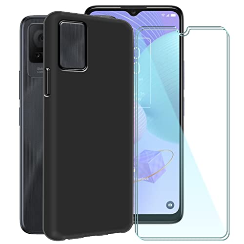 CXKJ para TCL 40 SE (6.60 Pulgada) Fundas + [2 Piezas] Protector Pantalla,Negro Caso Silicona Cover Carcasa Suave Case,para 40 SE Cristal Templado Film - Negro