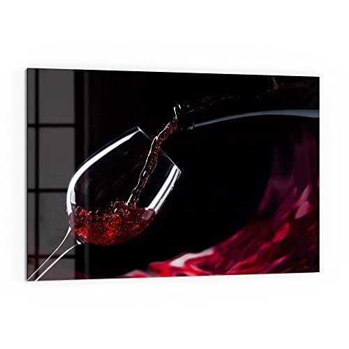 DEQORI Küchenrückwand Glas | Motiv Rotwein ins Glas gegossen | 60x40 cm | Bad- oder Herd-Rückwand | Herdblende Spritzschutz für Küche & Badezimmer | moderne Deko für Fliesenspiegel