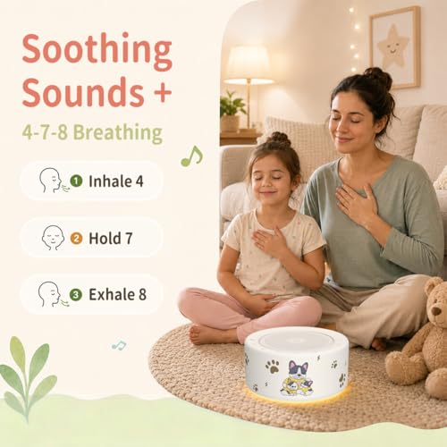 Image of Kipcush White Noise Machine for Baby & Adults, Sleep Sound Machine with 30 Soothing Sounds, 8-Color Night Light, Memory Function, White Noise for Sleeping, Nursery, Office, Travel, Relaxation