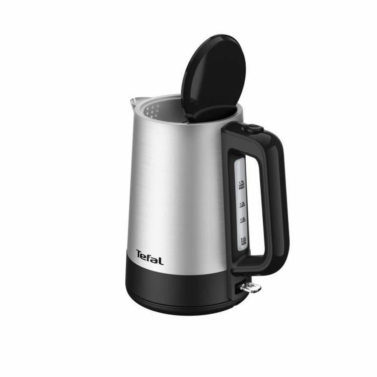 TEFAL Bezprzewodowy czajnik elektryczny ze stali nierdzewnej 1,7L, ukryty opcja, opcja podniesienia, podstawa 360°, 2200W, Equinox BI520D10