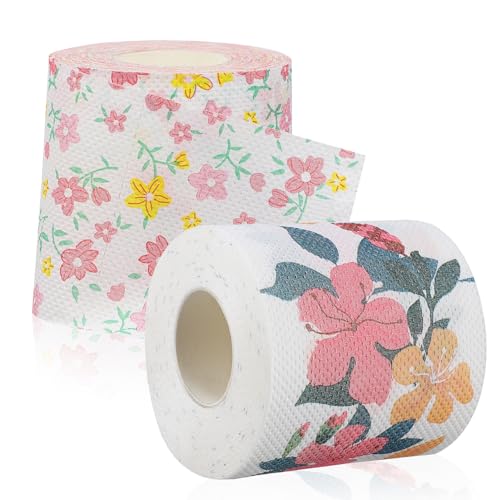 Papel higiénico suave que no irrita la piel pack de 2 rollos con flores decorativas