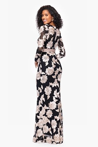 Image of Betsy & Adam Women's Xscape Women's Halter Mock Neck Ruffle Knee Length Dress